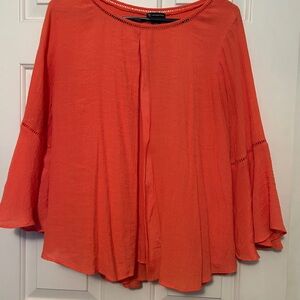 New Directions Orange Bell Sleeve Blouse